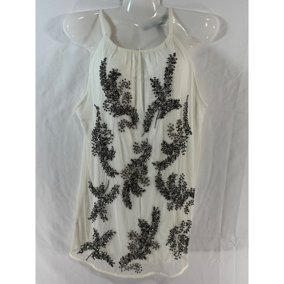 White House Black Market Tops - White House Black Market Ecru Beaded Leaf Date Top NWT 570251724 Small